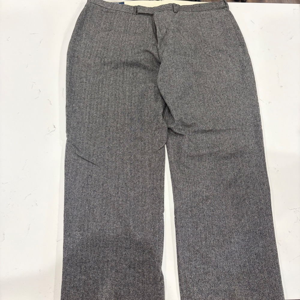 Polo Ralph Lauren Vintage Grey Herringbone Wool Blend Trousers Mens 42x30